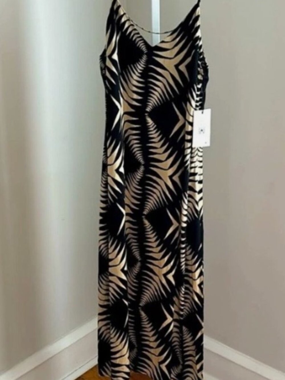 Ba&sh Black Cream Viscose Slip Dress NWT